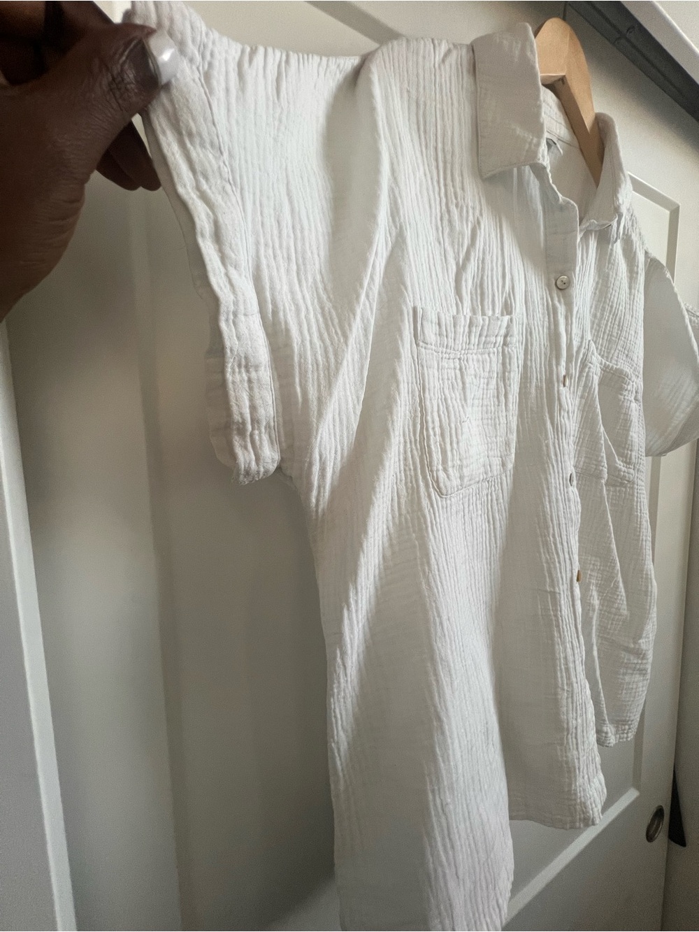 J. Jill White Short-Sleeve Button-Down Gauze Shirt - Picture 8 of 10